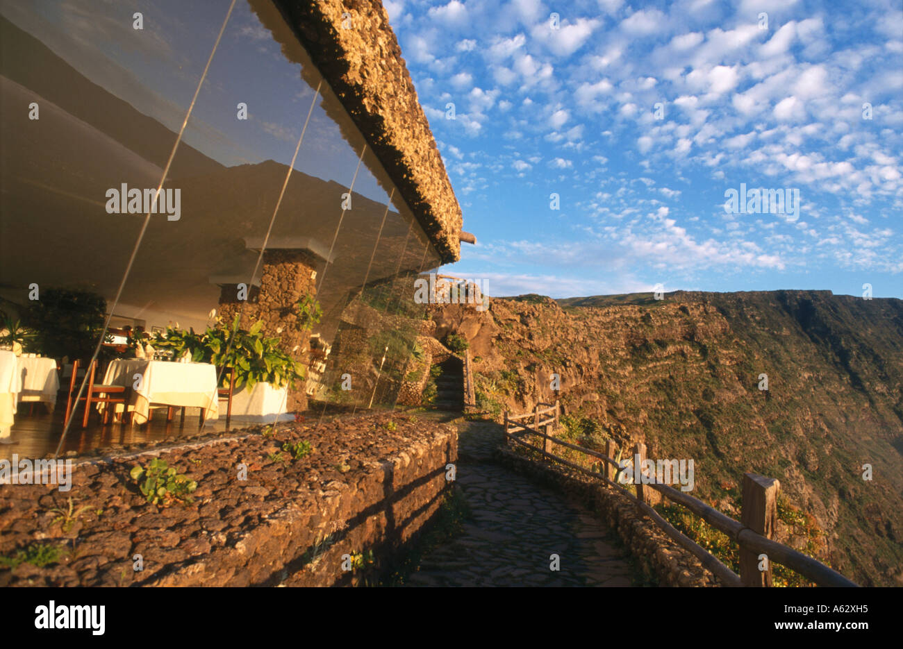 Restaurant am Berg Aussichtspunkt Mirador Del Rio, Lanzarote, Kanarische Inseln, Spanien Stockfoto