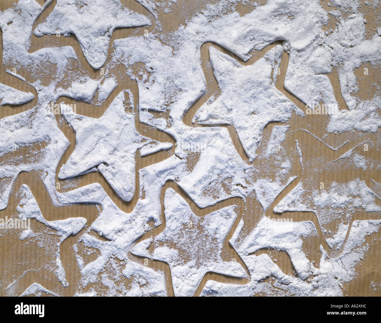 Sternformen auf bemehlten Fläche Stockfoto