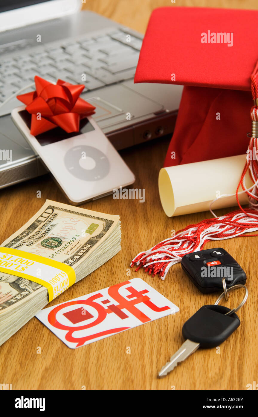 Abschluss Geschenke Stockfoto