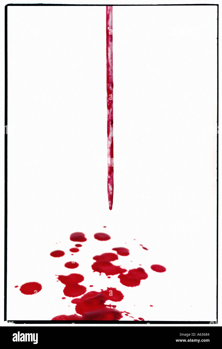 Stricknadel mit Blut Stockfoto