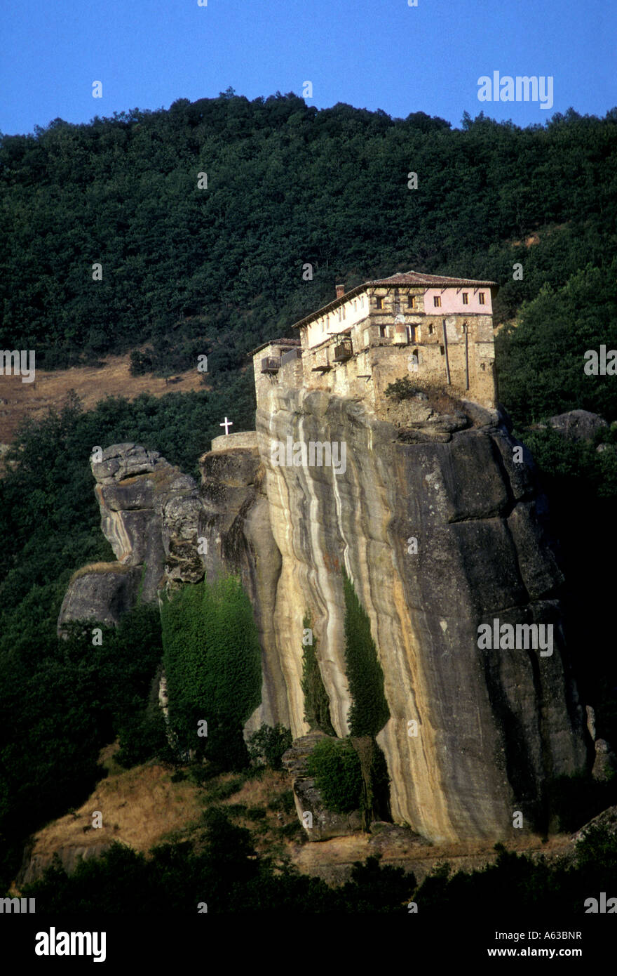 Das Heilige Kloster des Heiligen Nikolaus Anapausas, Meteora, in der Nähe von Kalambaka, Griechenland, Griechenland, Europa Stockfoto