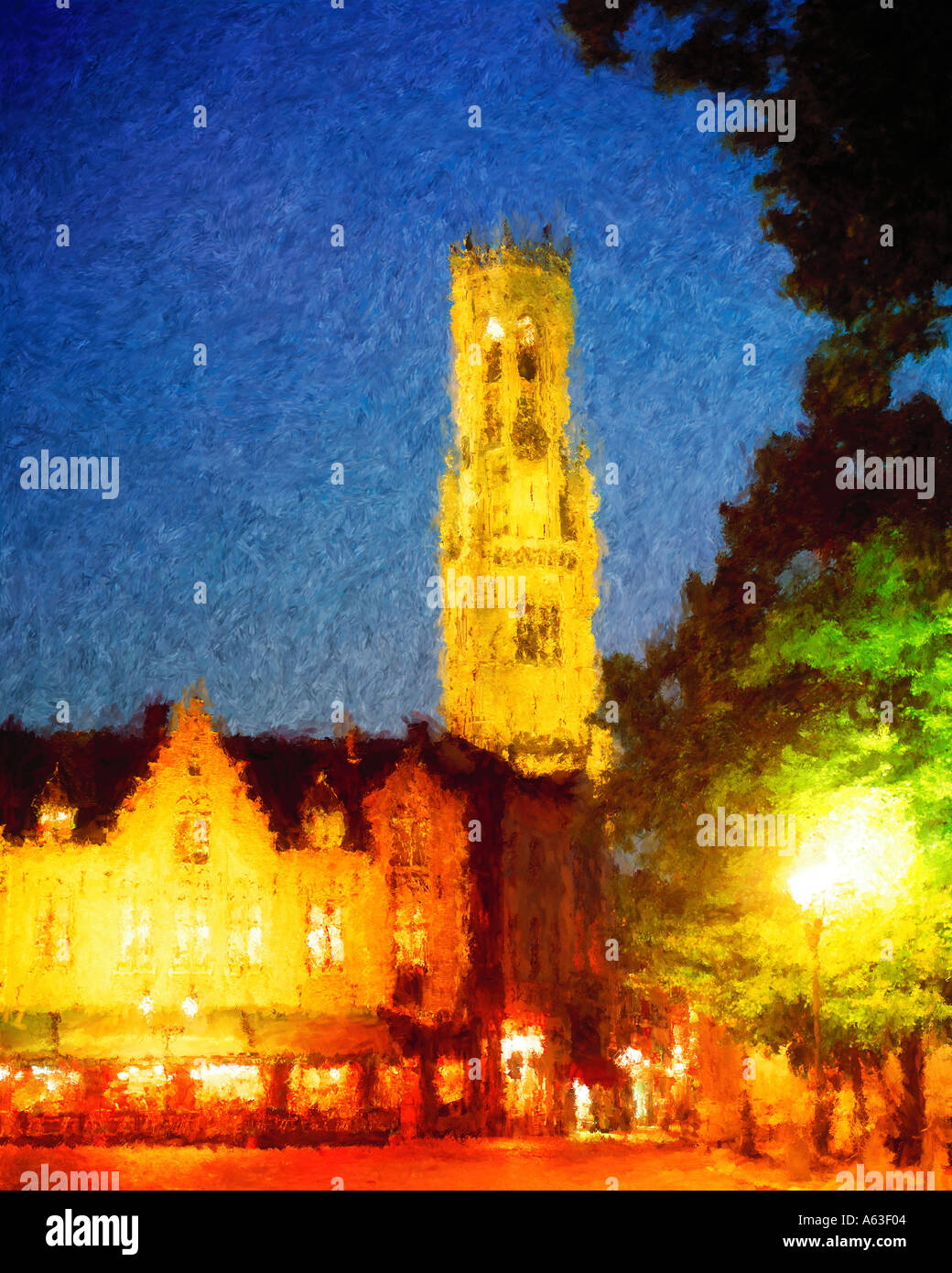 Impressionistische Interpretation von Brugge, Belgien Stockfoto