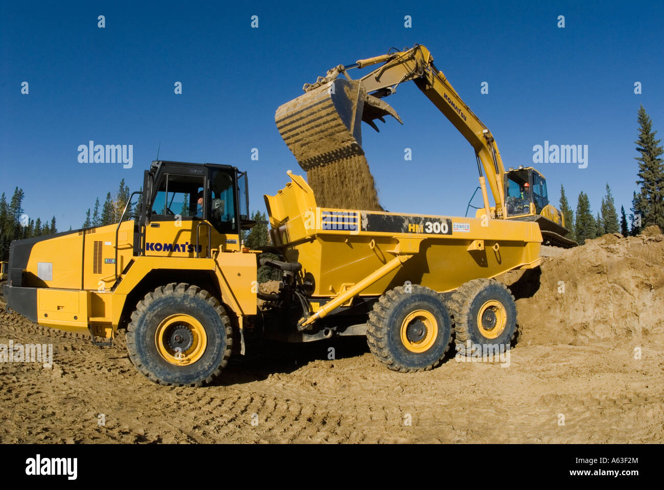 Seitenansicht der LKW geladen. Stockfoto