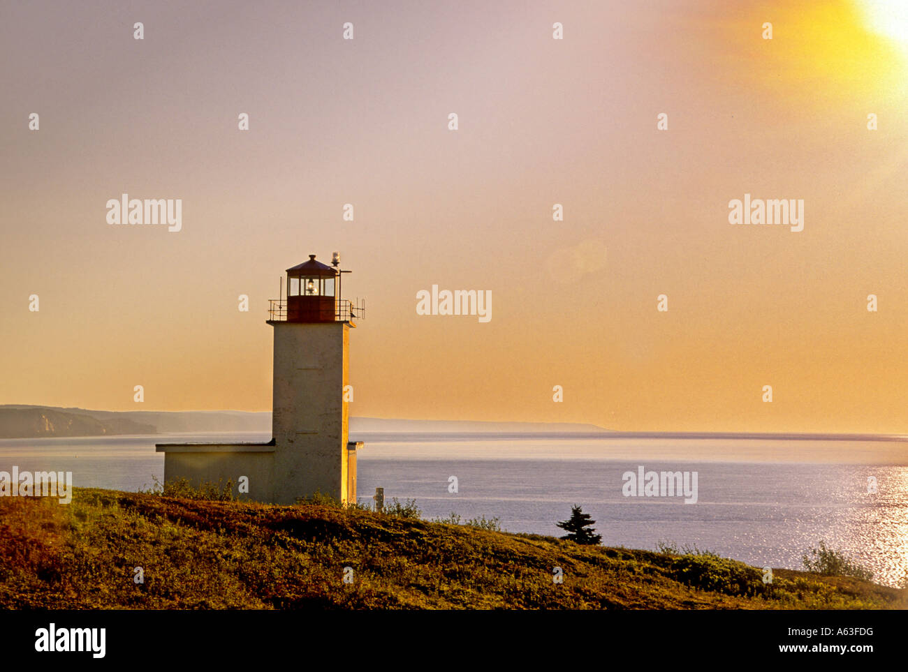 Morgenlicht auf dem Quaco-Leuchtturm Stockfoto
