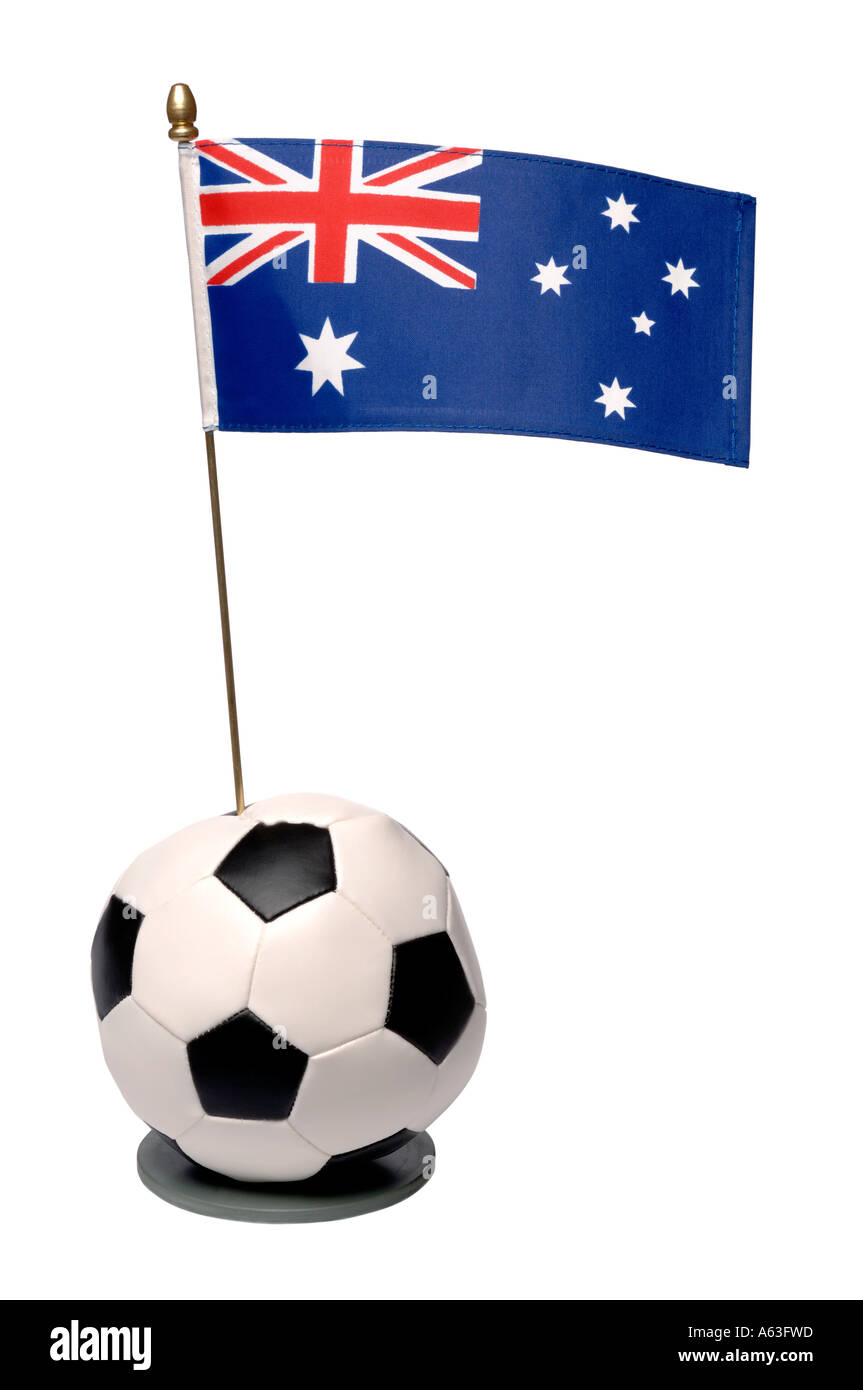 Fußball und Australien Nationalflagge trophy Stockfoto