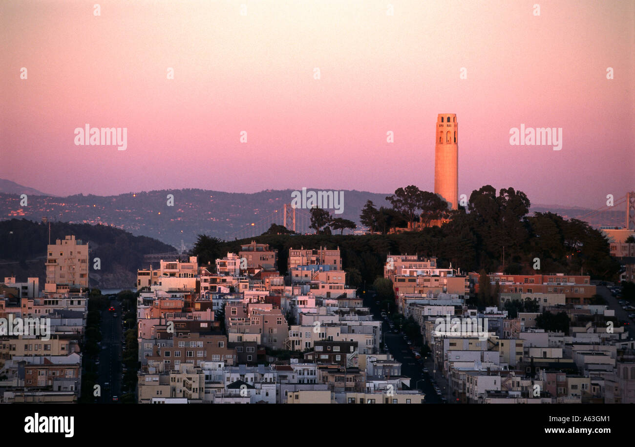 Tower auf dem Telegraph Hill, Coit Tower, San Francisco, Kalifornien, USA Stockfoto