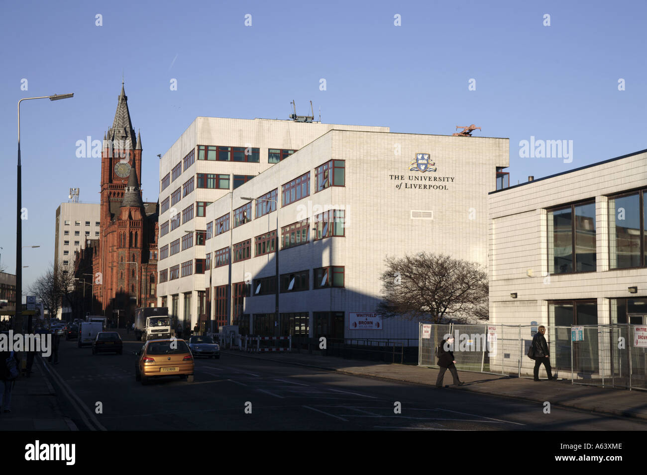 Blick nach Westen Brownlow Hügel hinauf in Richtung der University of Liverpool Victoria Building (Fortsetzung...) Stockfoto