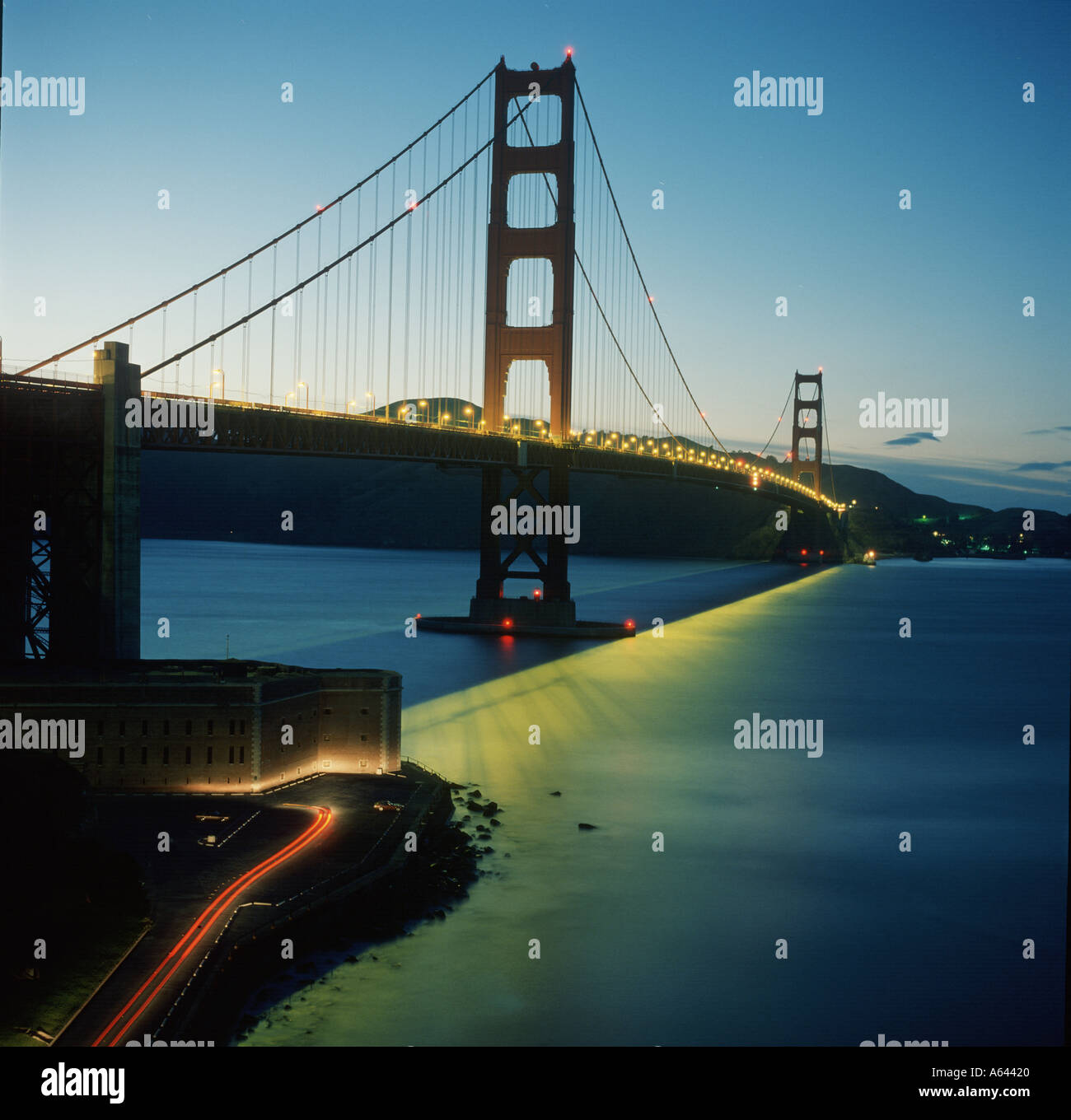 Golden Gate Bridge San Francisco bei Nacht Stockfoto