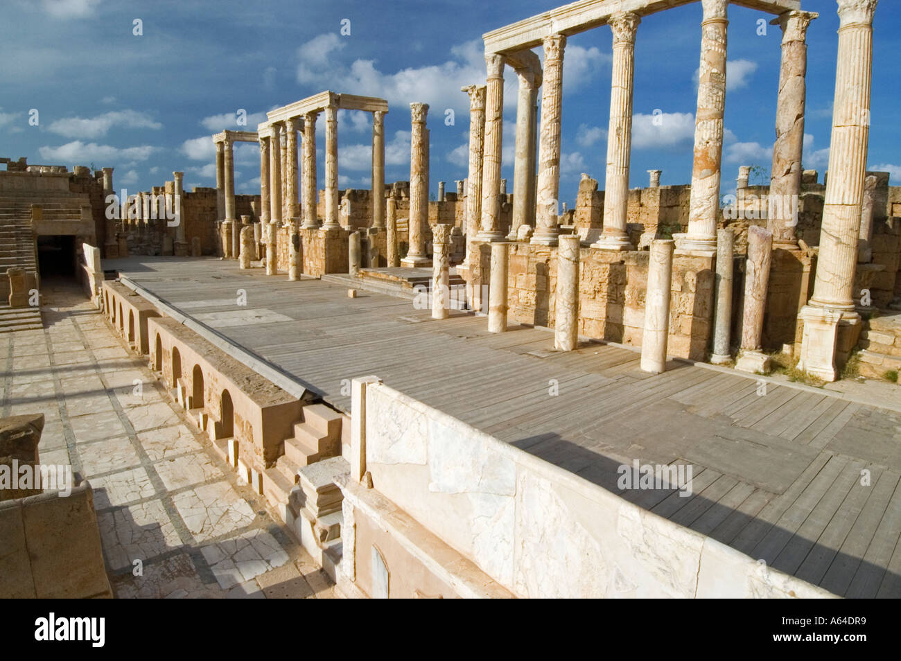 Römische Theater von Leptis Magna, Libyen, UNESCO-Weltkulturerbe Stockfoto