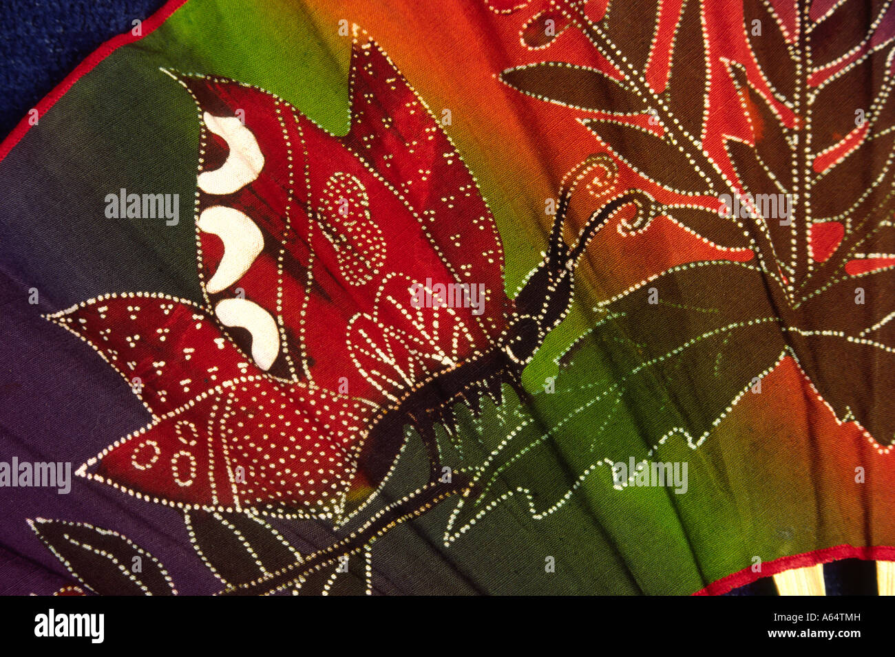Indonesien Java Yogjakarta Handwerk handgefertigte Batik Fan von Batik Keris detail Stockfoto