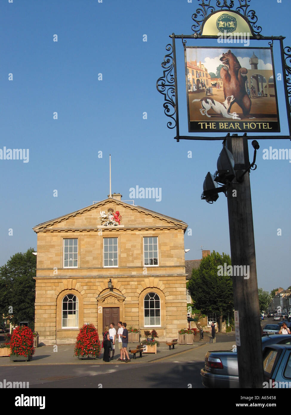 Historische Stadt Woodstock Town Hall und Stadtzentrum Oxfordshire England Großbritannien Stockfoto