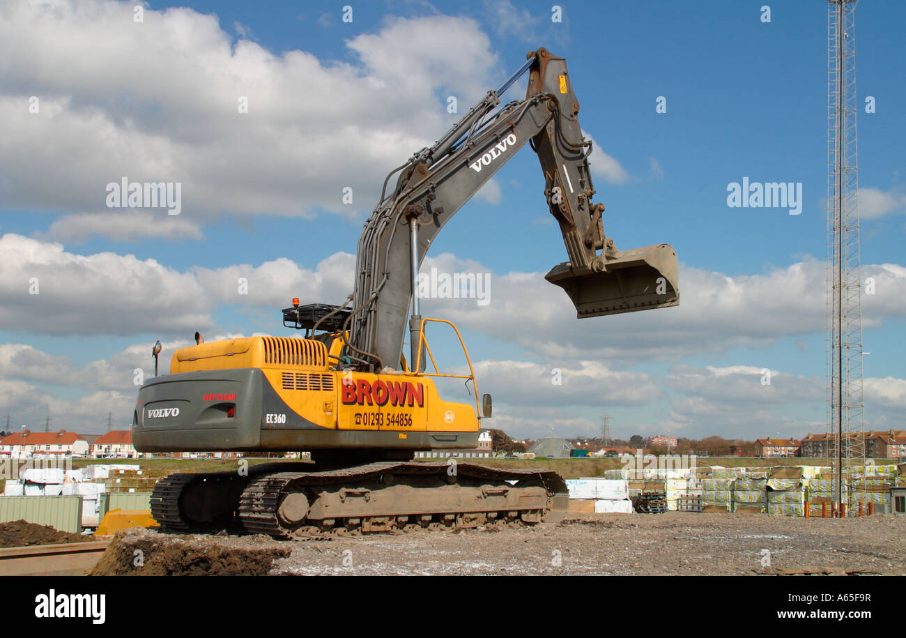 Volvo EC360 Raupenbagger auf Baustelle in Sussex, UK Stockfoto