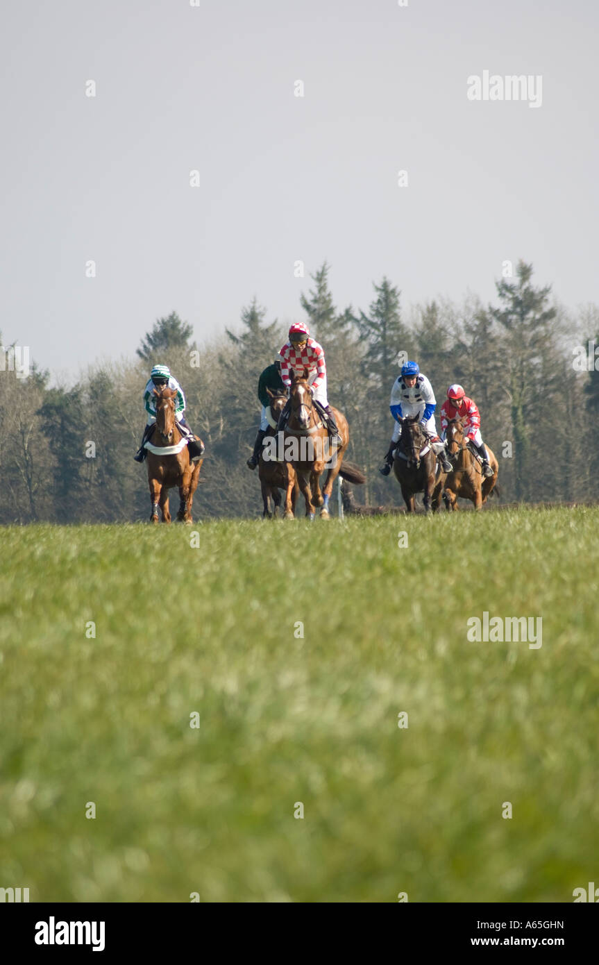 Tivyside Hunt, statt jährlichen Amateur Punkt zum Pferderennen an Cilwendeg Bauernhof Boncath Pembrokeshire Wales jedes Jahr im April. UK Stockfoto