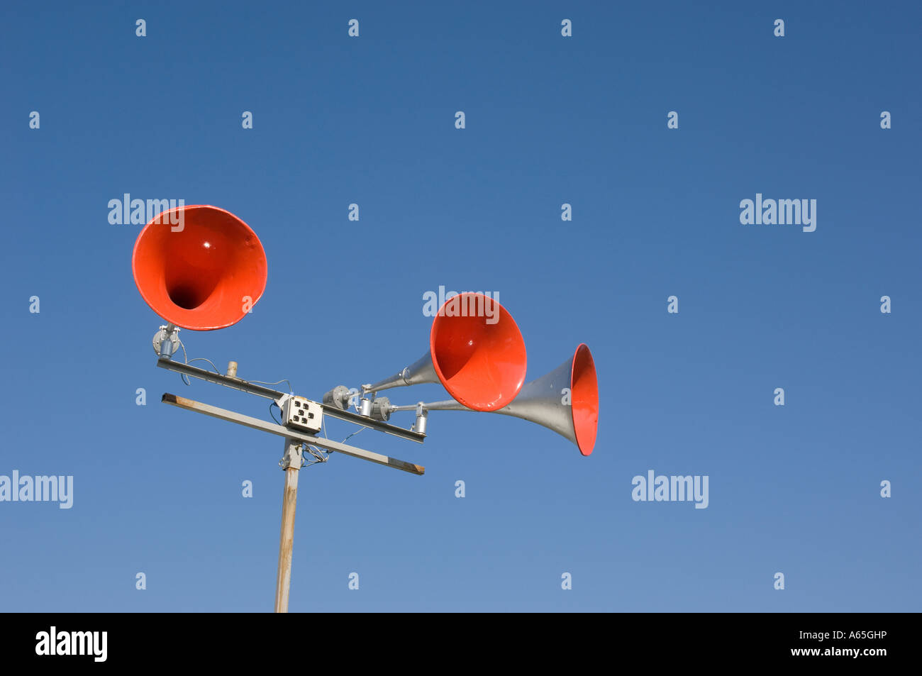 roten Megaphone Lautsprecheranlage bei Tivyside Hunt Punkt-zu-Punkt-Pferderennen Stockfoto