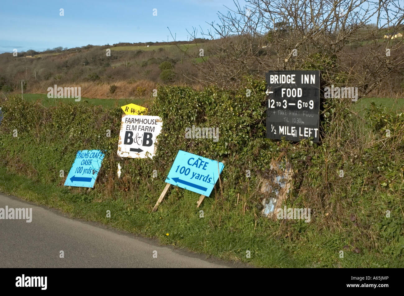 Werbeschild Narbe die Landschaft in Cornwall, england Stockfoto