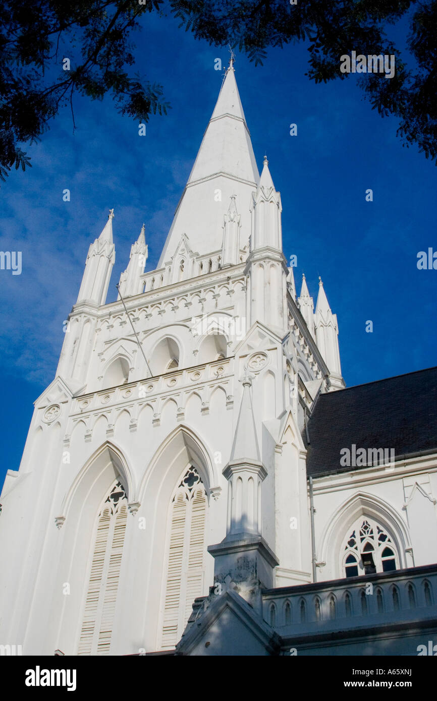 Saint Andrew Engish Gothic Angelican Kathedrale Singapur Stockfoto