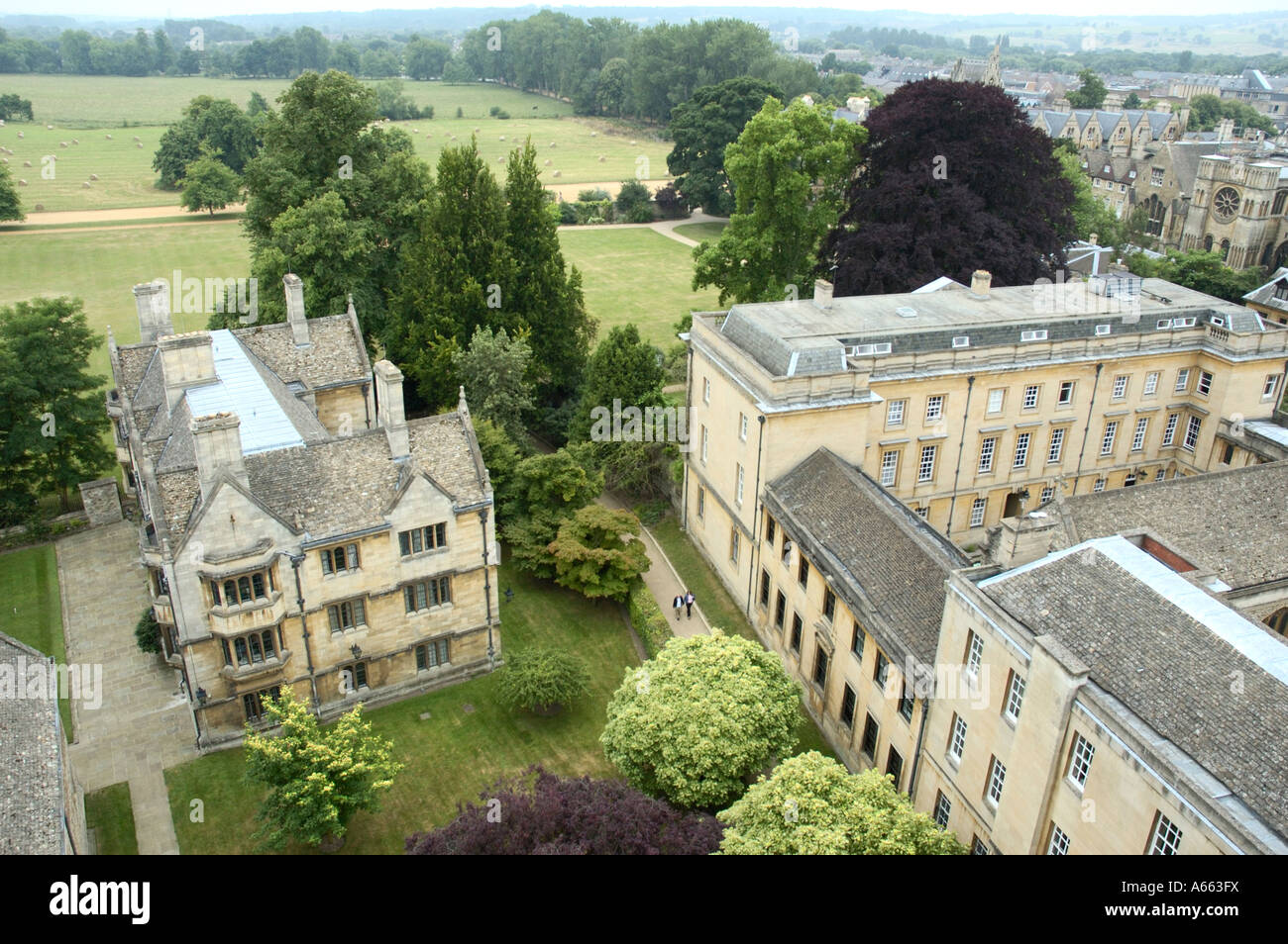 Merton College in Oxford von oben Stockfoto