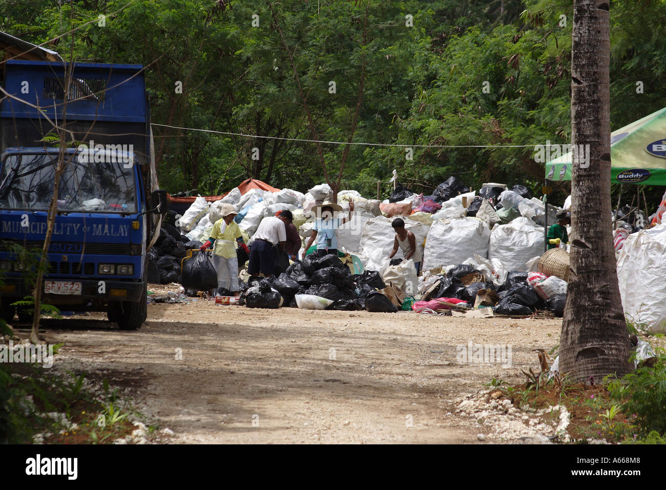 Müll wird ein zunehmend großes Problem auf der Resort Insel Boracay, Philippinen Stockfoto