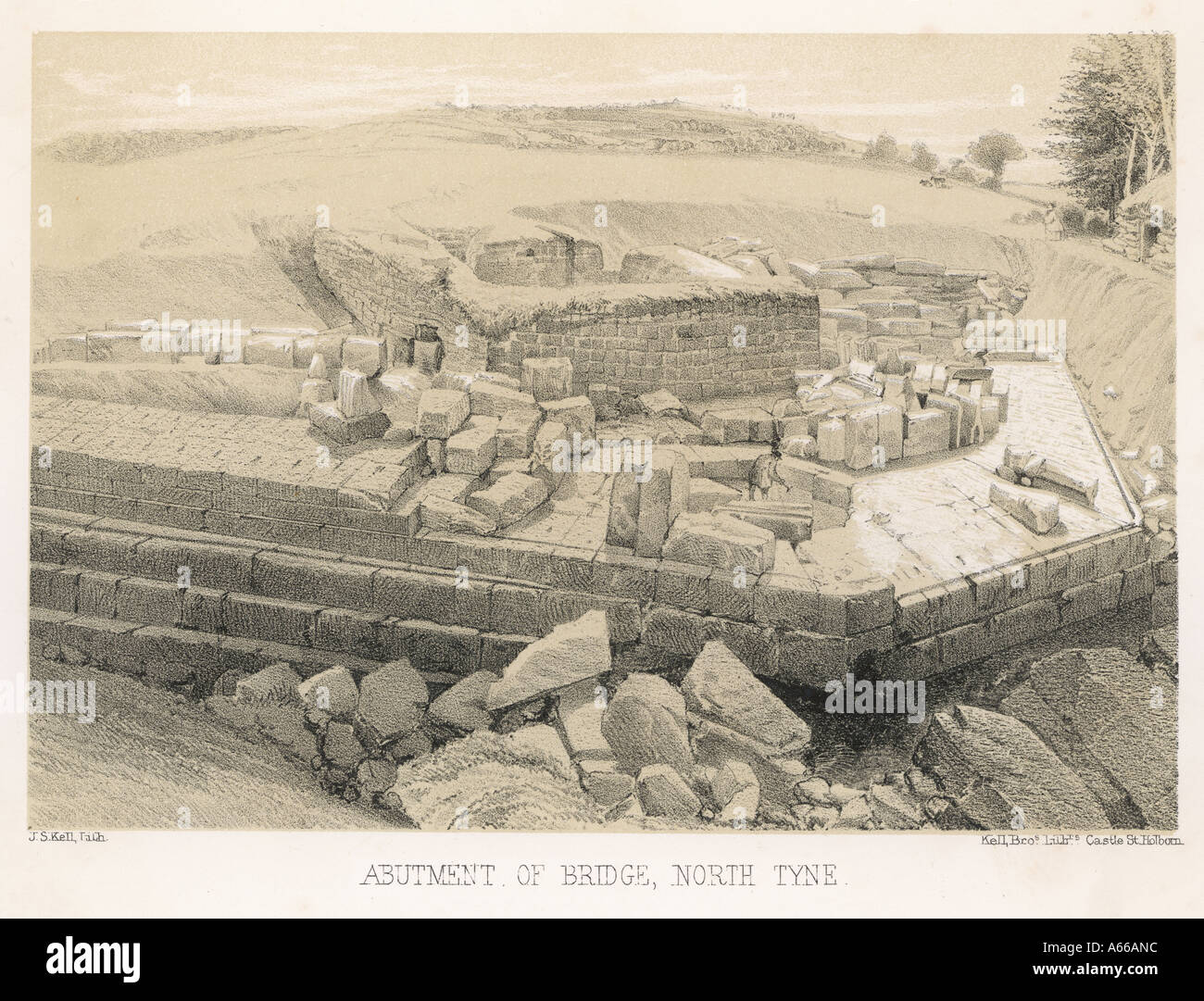 Brücke-Abutment-N.tyne Stockfoto