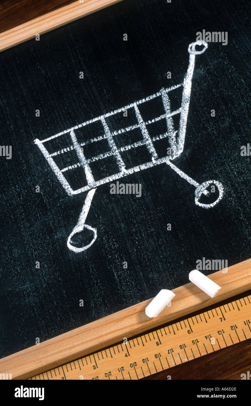 Einkaufswagen auf Schule Schiefer Stockfoto