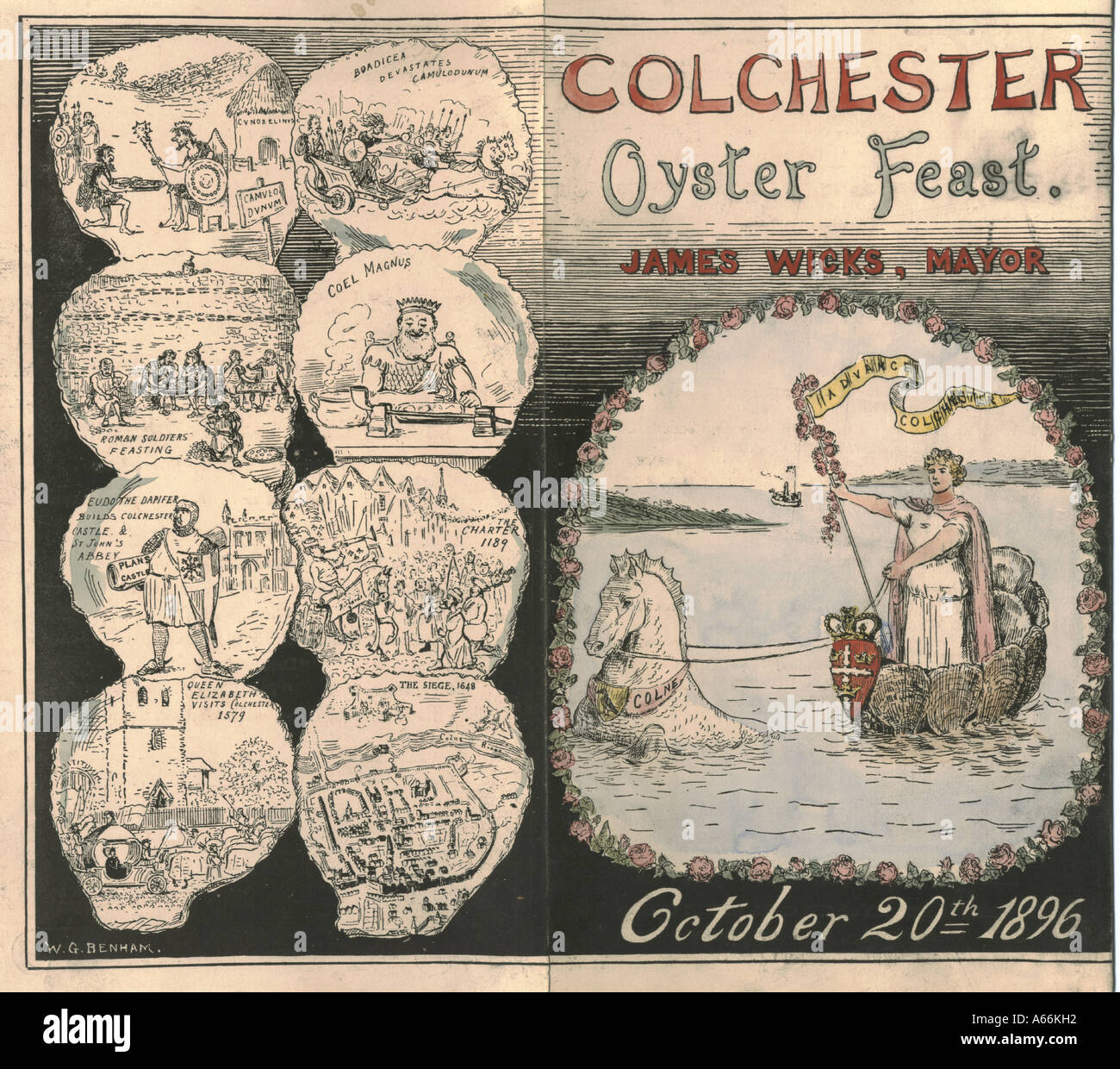 Colchester Oyster fest Programm & Toast Liste 20. Oktober 1896 Stockfoto