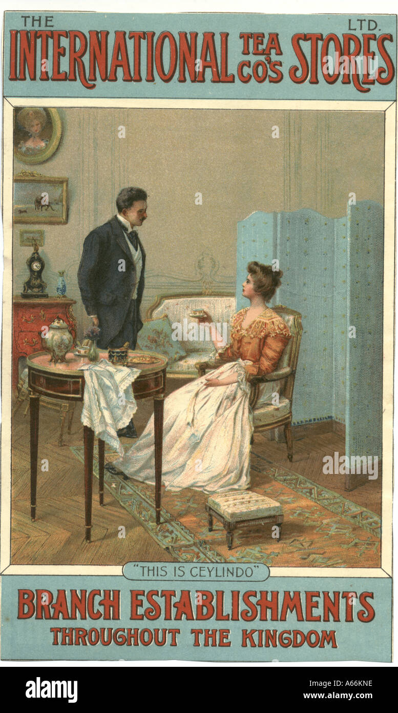 Werbung-Einsatz für The International Tea Co Filialen ca. 1905 Stockfoto