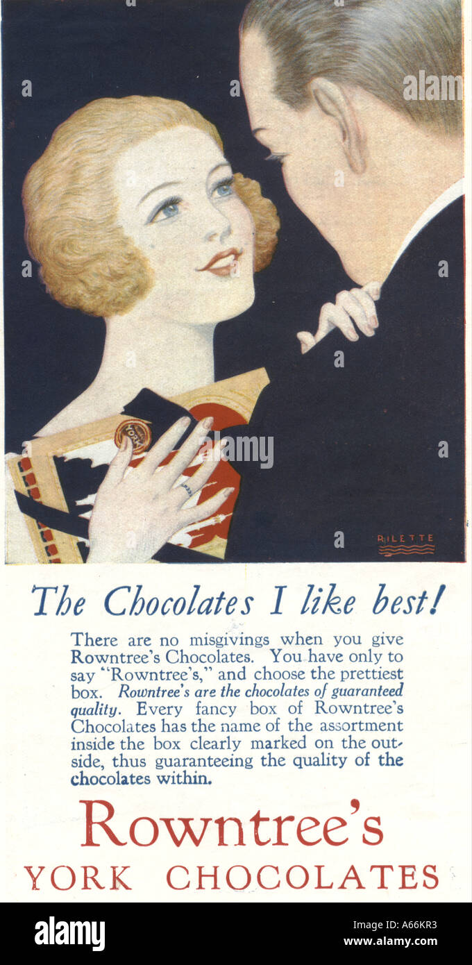 Rowntree York Pralinen Werbung 1925 Stockfoto