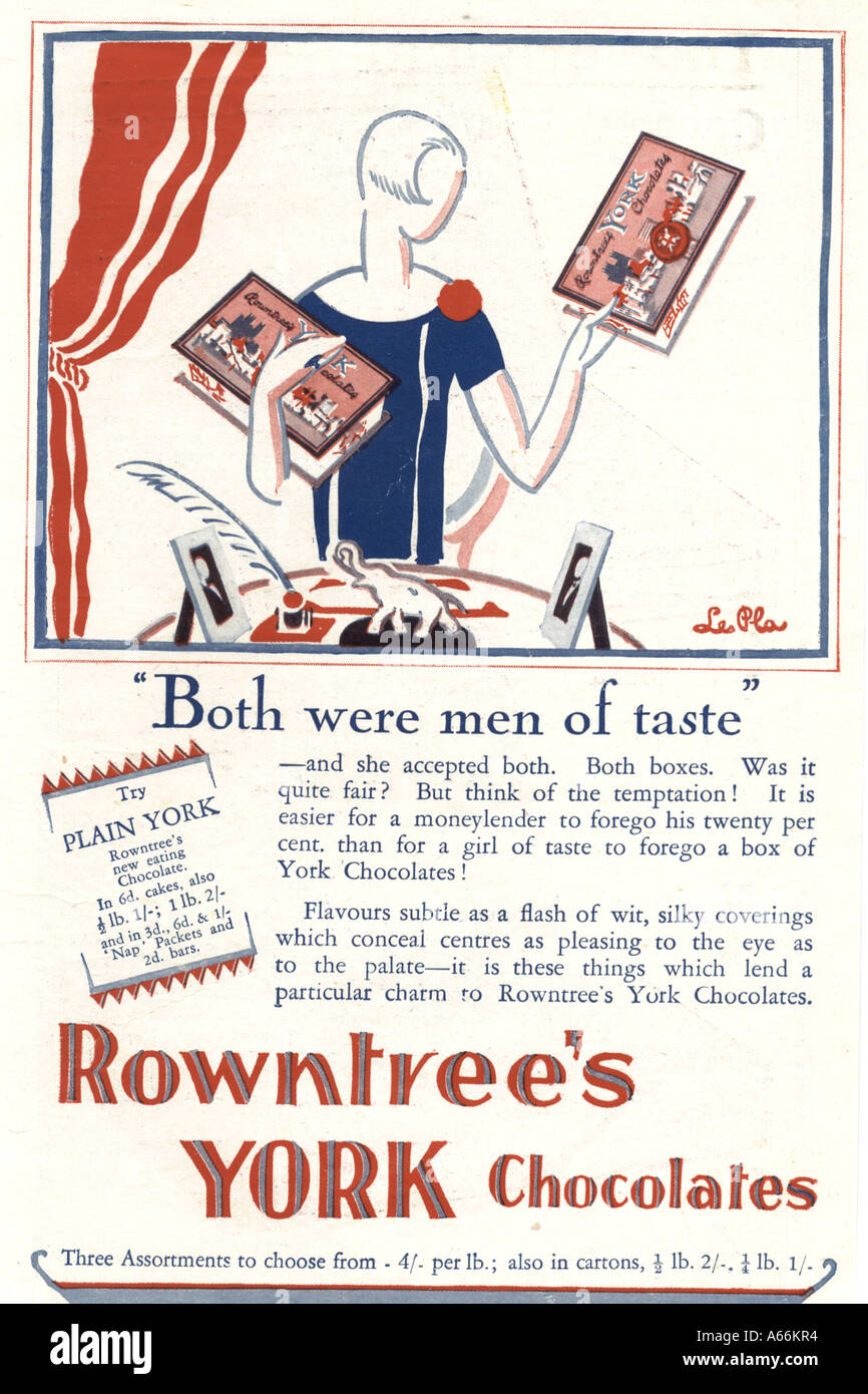 Rowntree York Pralinen Werbung 1926 Stockfoto