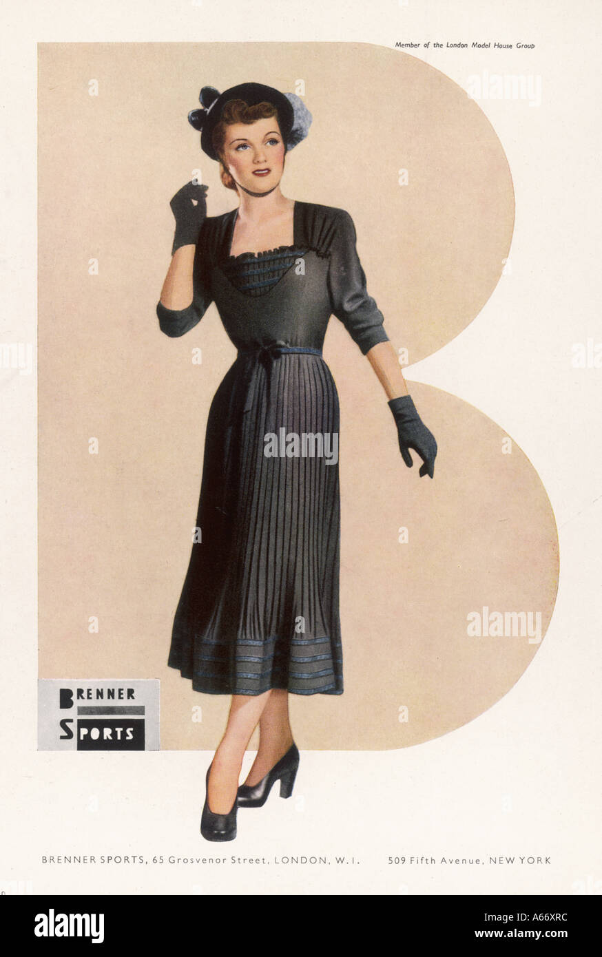 Kleine schwarze Kleid 1948 Stockfoto