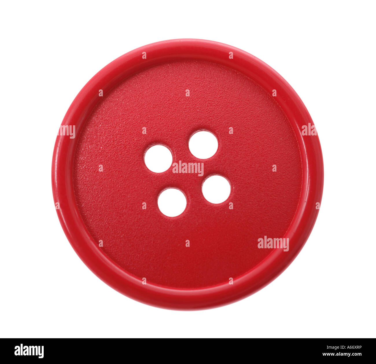 Rote Taste auf weißem Hintergrund ausschneiden Stockfoto