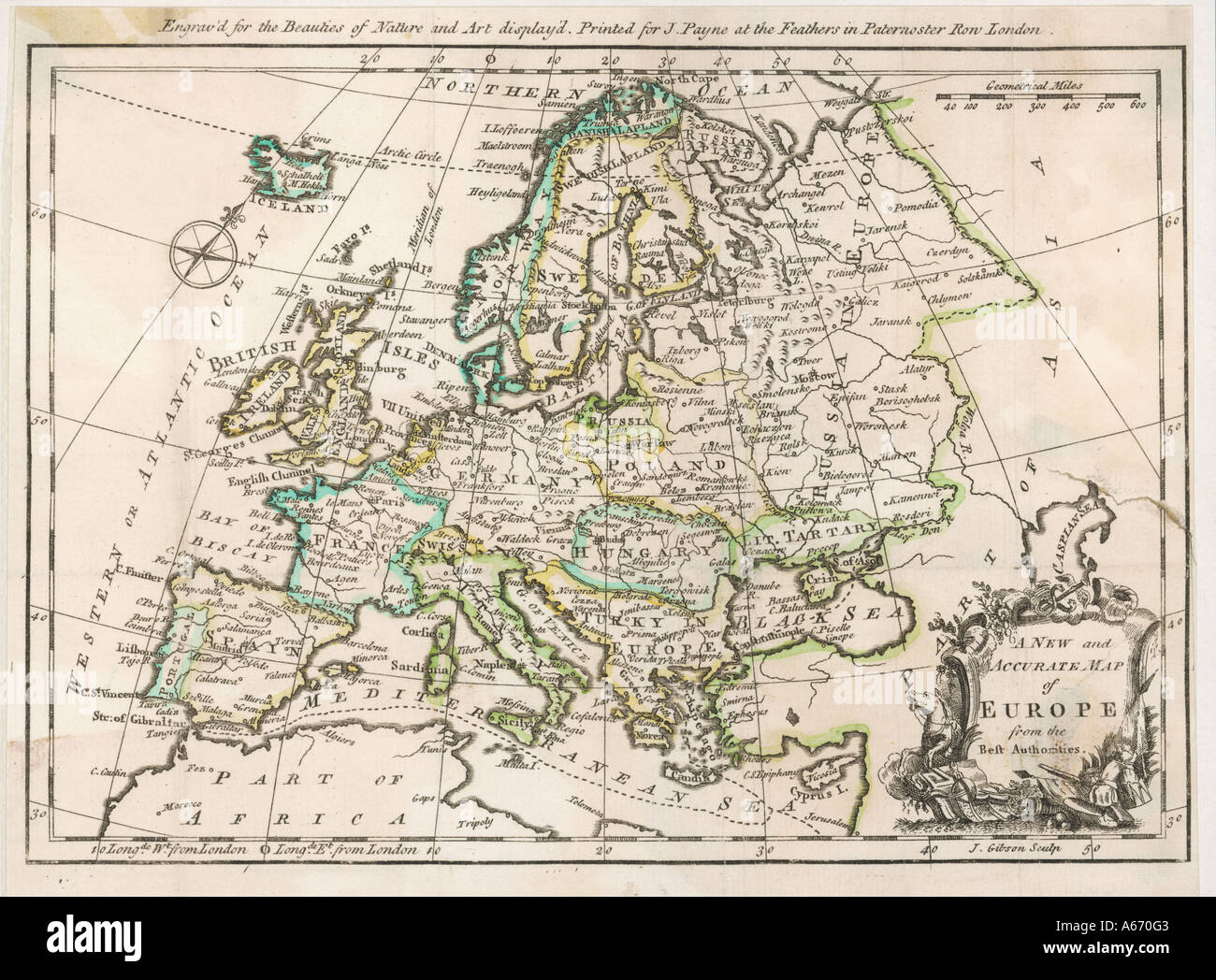 Landkarte Europa 1763 Stockfoto