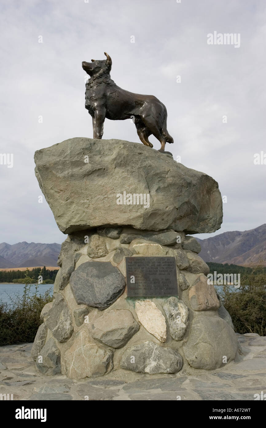 Schäferhund-Gedenkstätte Lake Tekapo zentrale Südinsel Neuseeland Stockfoto