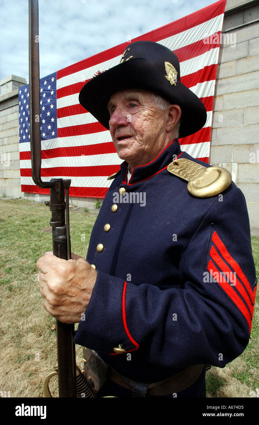 US Civil War Reenactor, Schlossinsel in Boston, Massachusetts Stockfoto