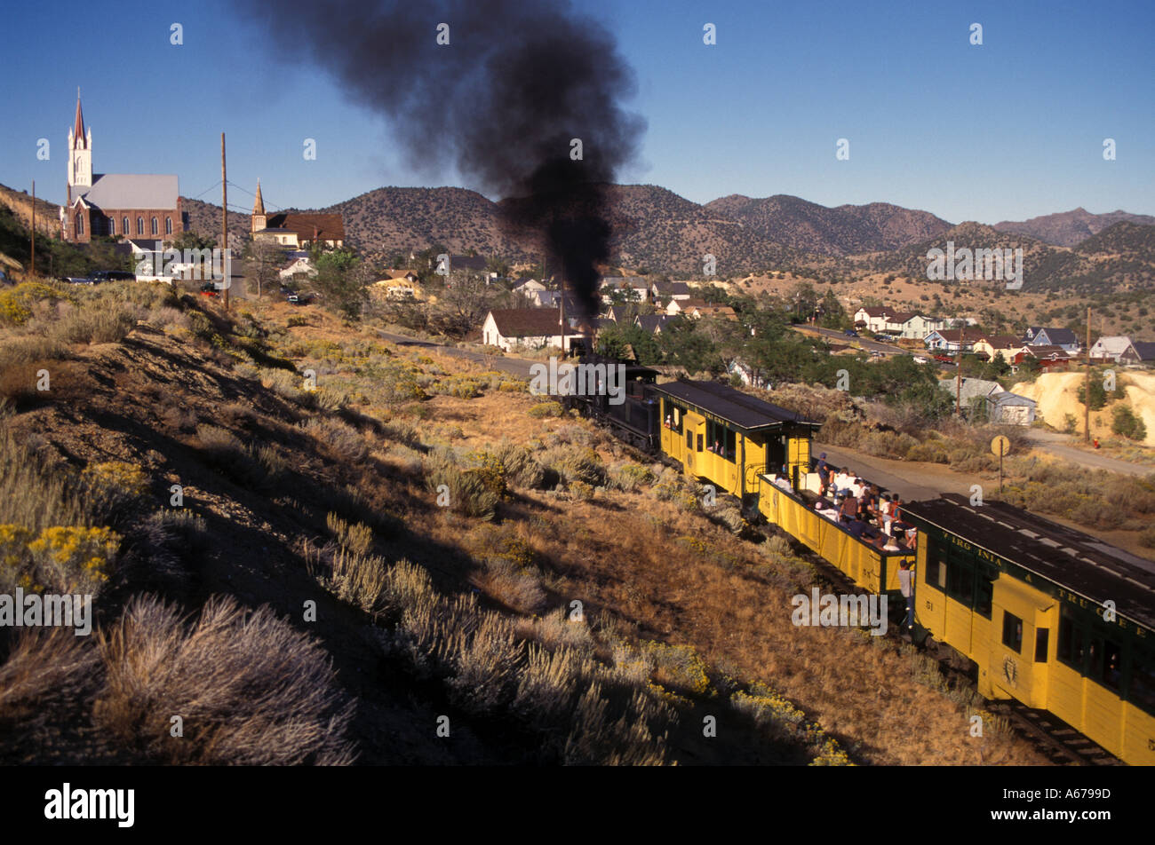 Nevada Virginia City Virginia Truckee Railroad Dampfzug Stockfoto