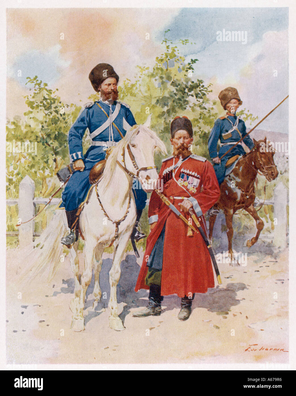 Russische Kosaken 1913 Stockfoto