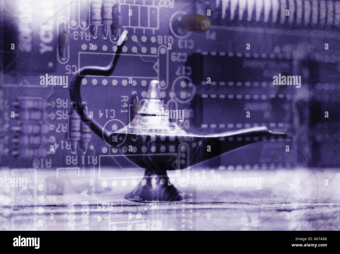 Glück Aladdin Lampe Stil illustriert, Glück und viel Glück, "Computer-Algorithmen" Konzept Stockfoto