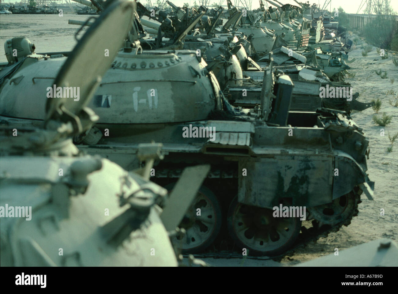 Erbeuteten irakische Panzer auf der Messe in Kuwait nach dem ersten Golfkrieg Stockfoto