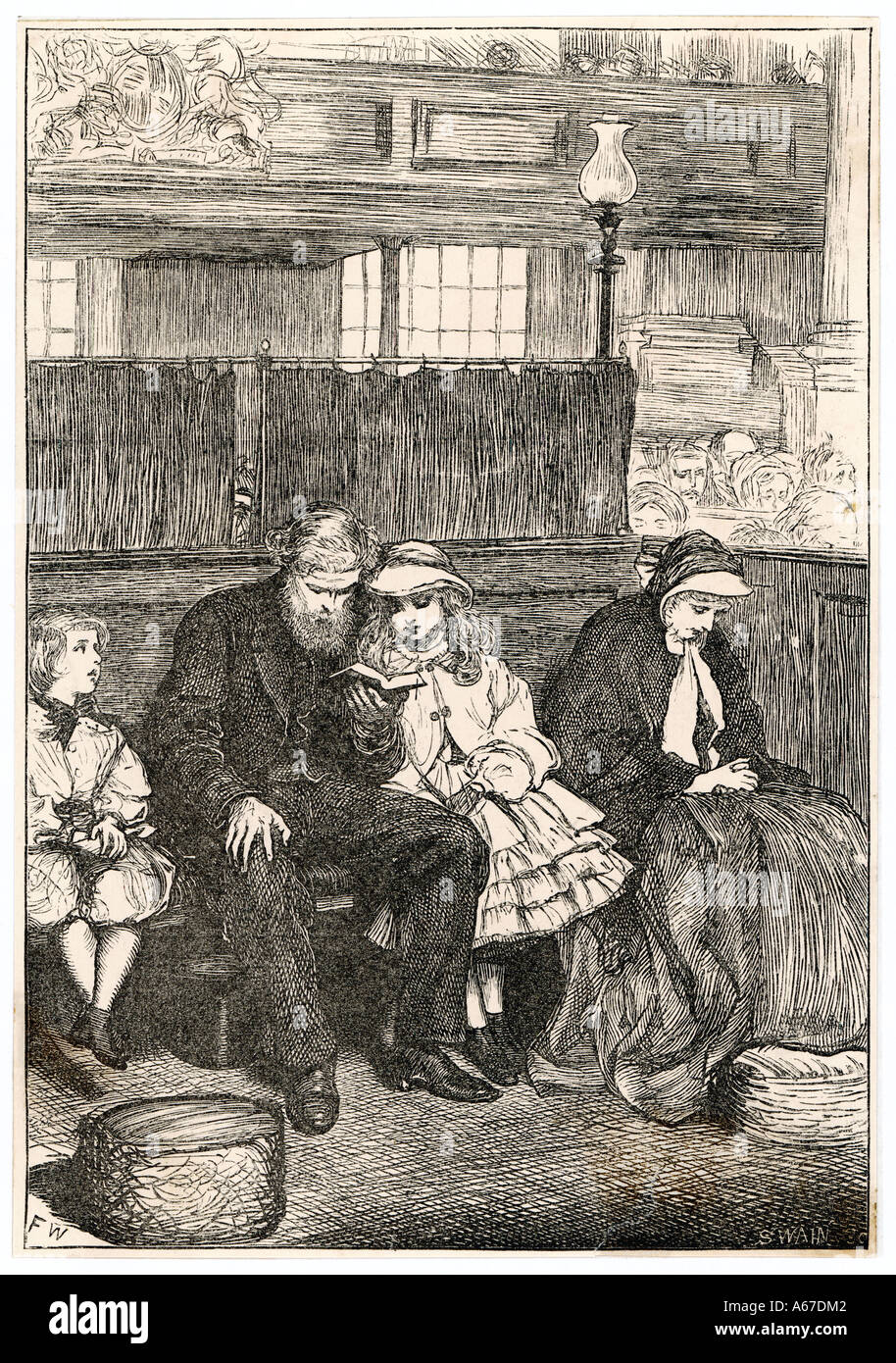 Familie auf kirchliche Pew Stockfoto Familie auf kirchliche Pew Stockfoto
