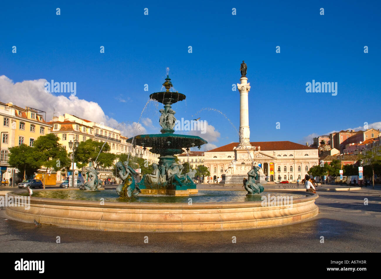 Rossio-Platz im Zentrum von Lissabon die Hauptstadt von Portugal EU Stockfoto