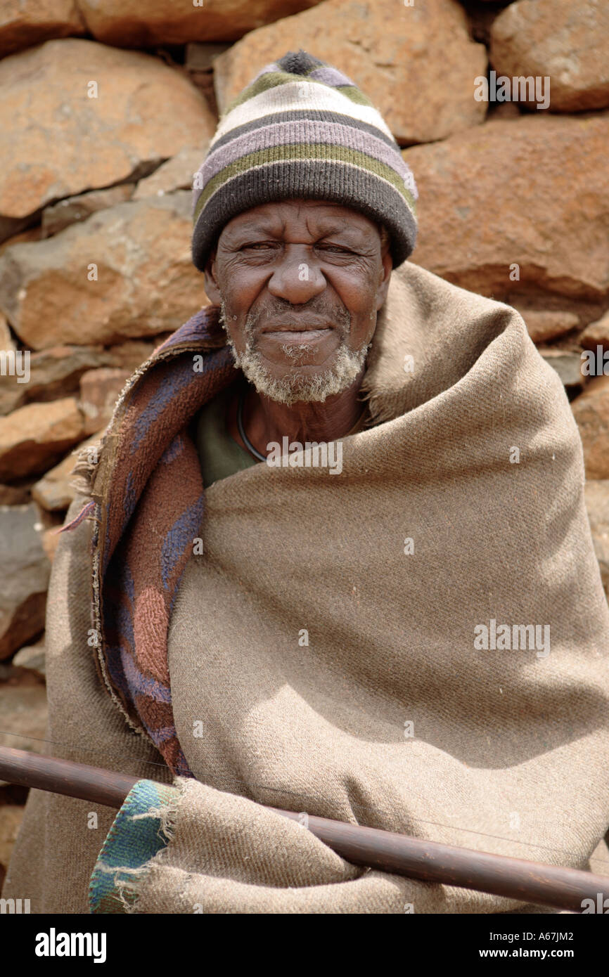 Basotho Mann tragen traditionelle Decke Stockfoto