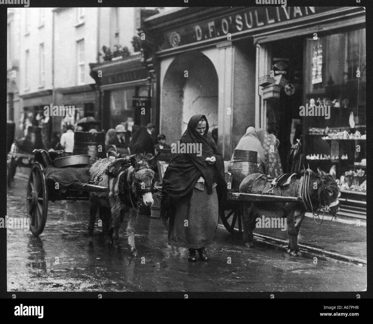 Killarney Cart Frau Stockfoto