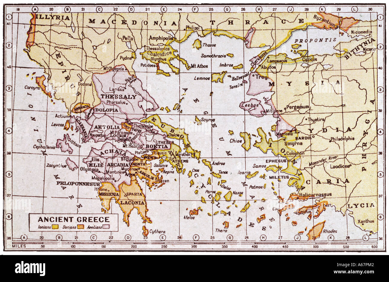 Karte des antiken Griechenlands Stockfoto