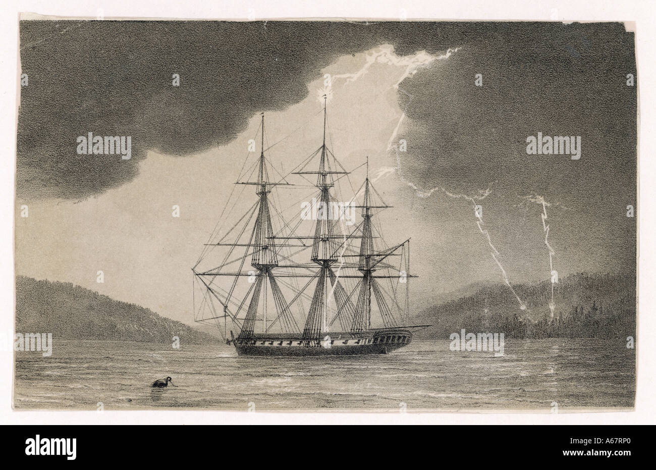 Blitz und Schiff 1 Stockfoto