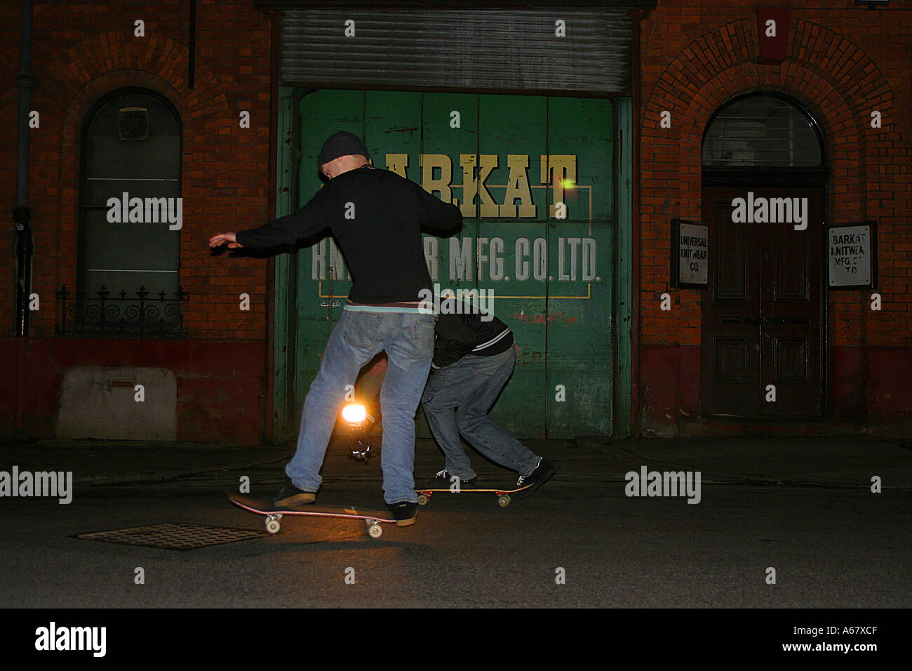 Skateborders im northern Quarter, manchester Stockfoto
