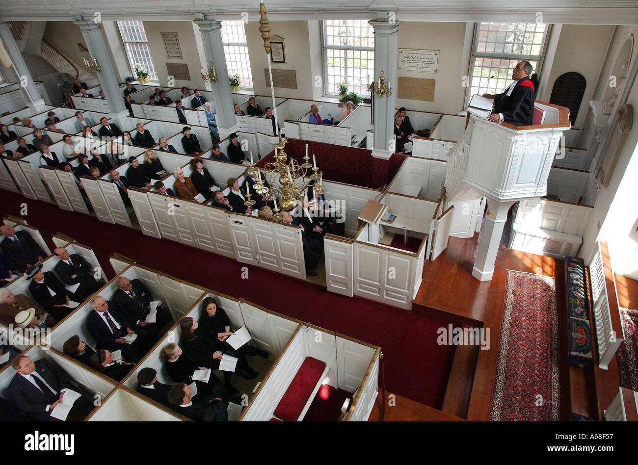 Prediger auf der Kanzel an Old North Church Boston Stockfoto