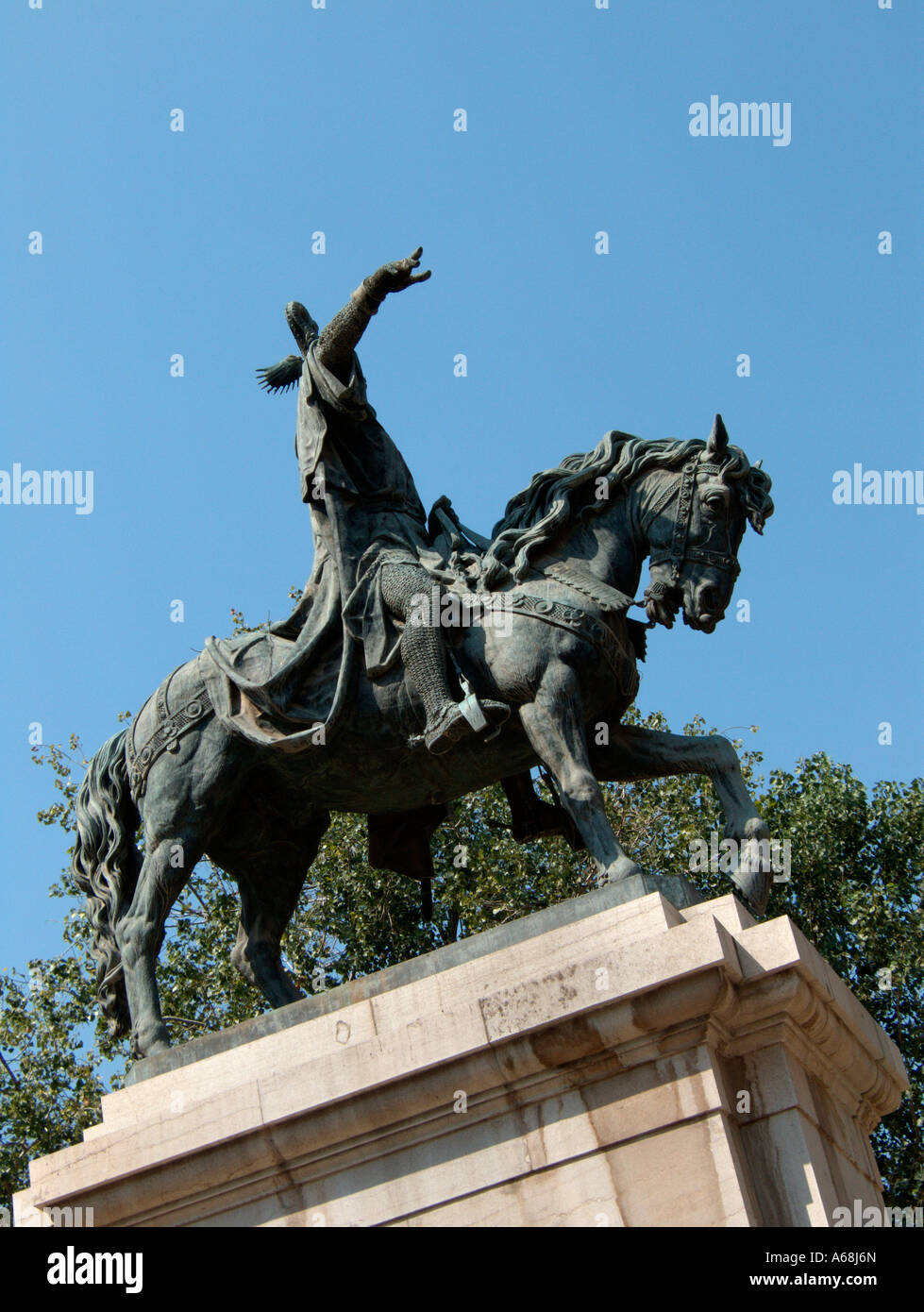 Reiterstatue von James i. von Aragon. Gärten von El Parterre. Valencia. Spanien. Stockfoto