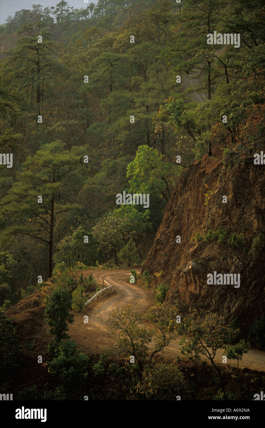 Eine Straße in den Bergen östlich von Mae Hong Son Thailand Stockfoto