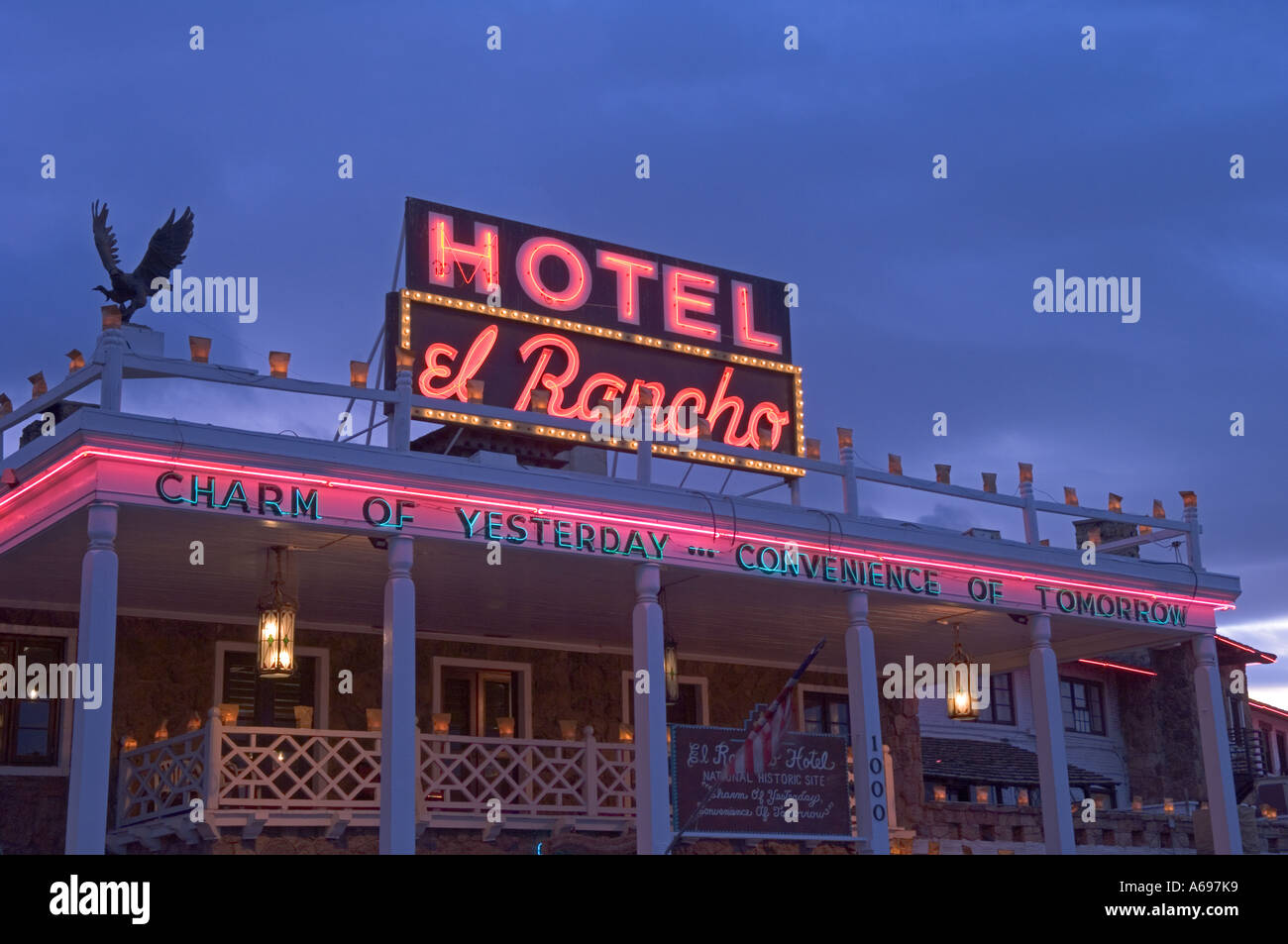 Das historische El Rancho Hotel auf der Route 66 in Gallup, New Mexico Stockfoto