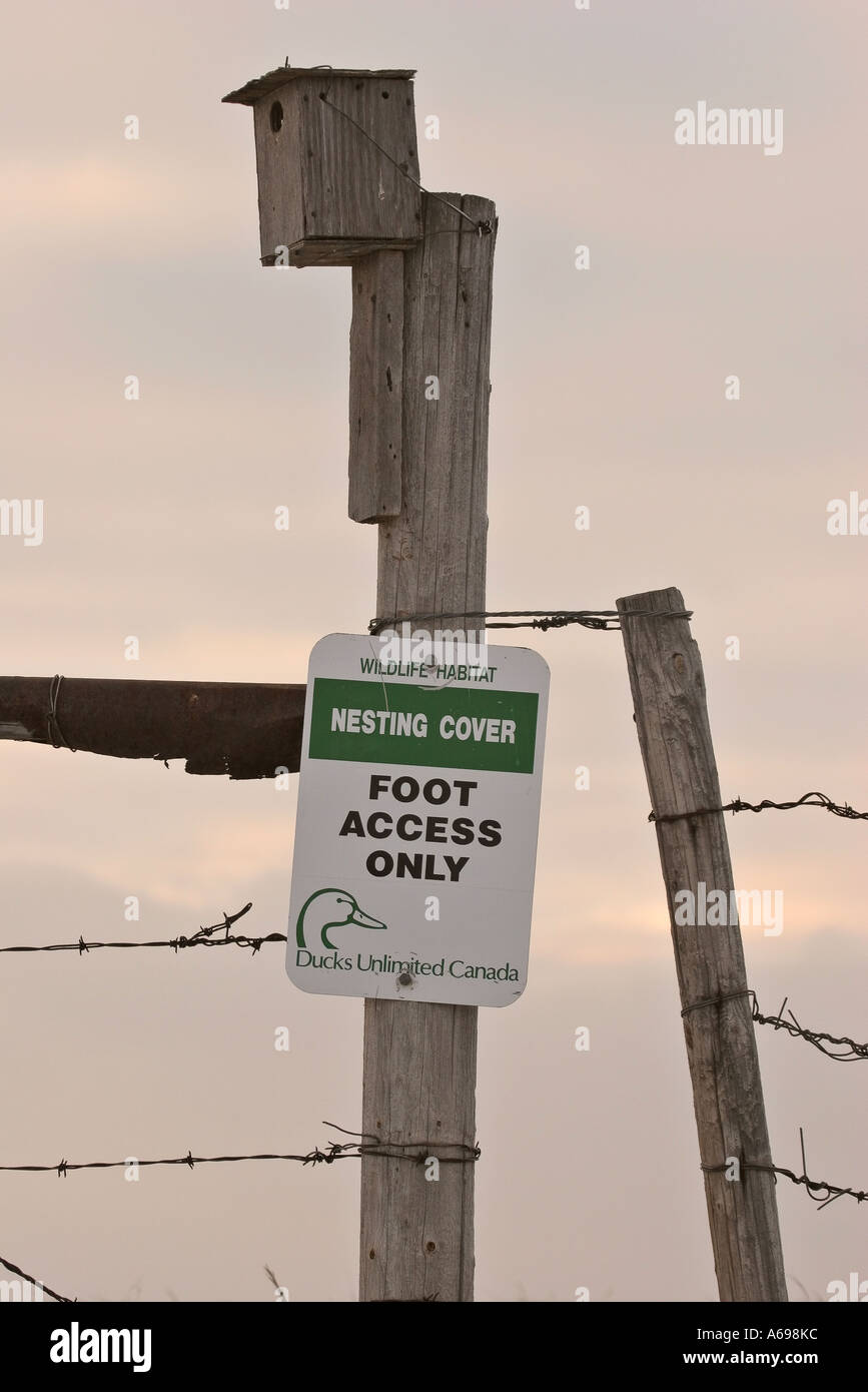 Wildlife Conservation Zeichen im malerischen Saskatchewan Kanada Stockfoto