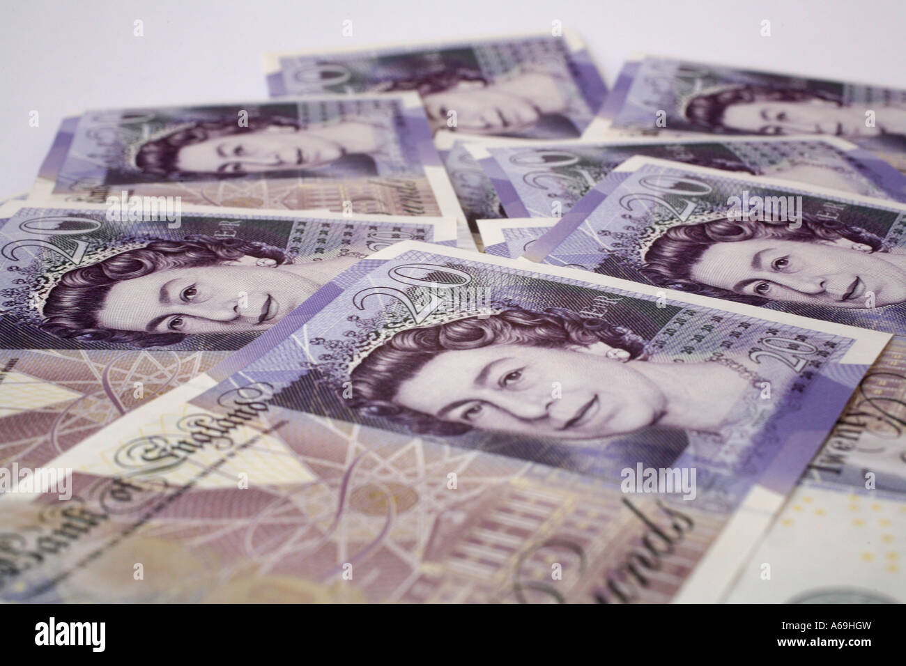 Bündel an die neue Bank von England 20 Pfund-Note, März 2007 Stockfoto
